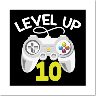 Level Up 10 Unlocked Gift 10th Birthday Gift Posters and Art
